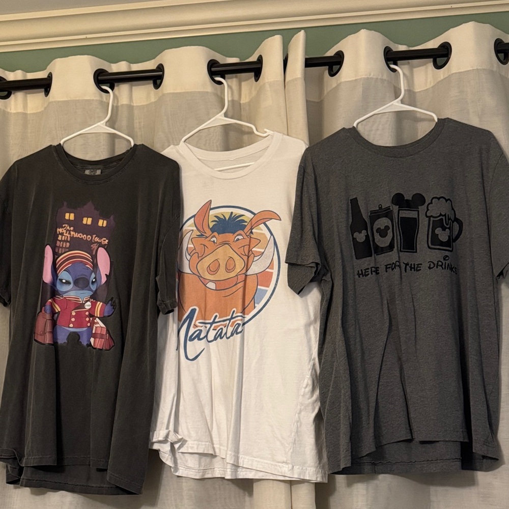 Walt Disney World Shirts. (3 total). Stitch, Pumba, Epcot.